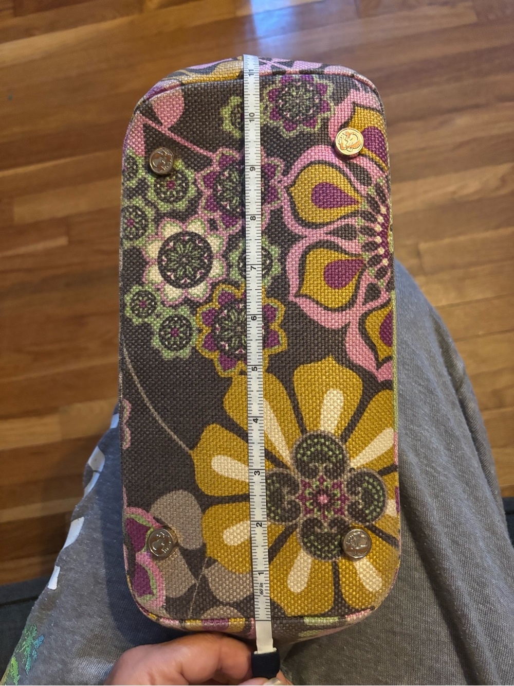 Spartina 449 Floral Canvas Shoulder Bag in Pink, Yellow & Brown - Picture 7 of 10
